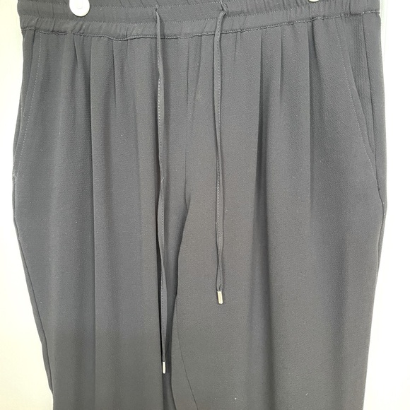 Zara tapered leg flowy pants-elastic waistband with drawstring-black-size M US - Picture 8 of 11